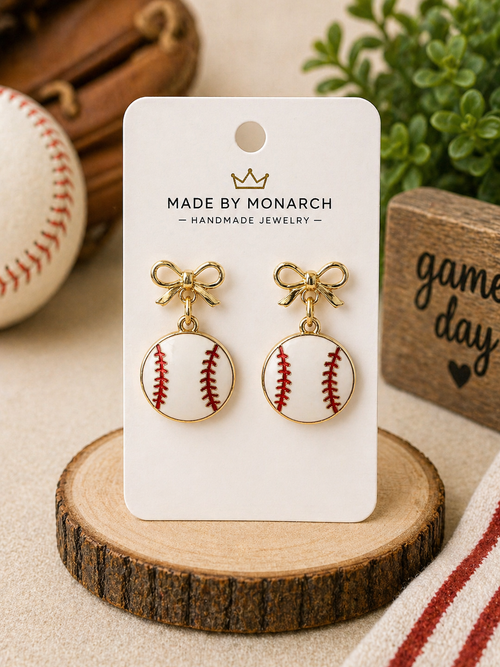 Baseball & Softball Bow Earrings