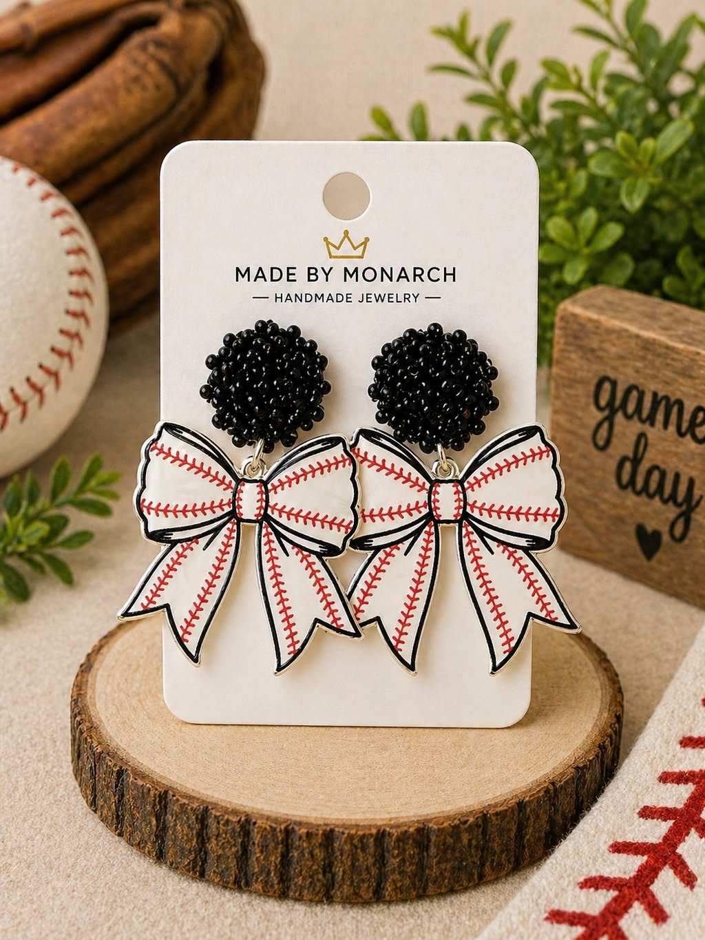 Baseball & Softball Bow Earrings