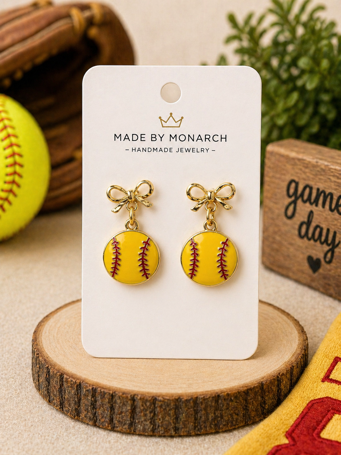 Baseball & Softball Bow Earrings